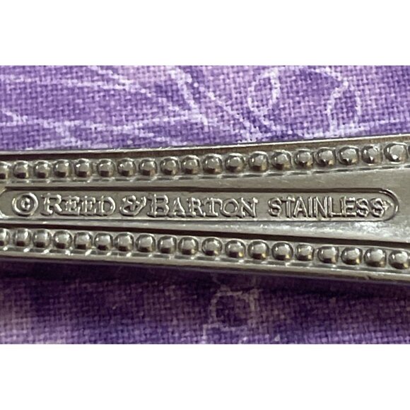 Reed & Barton Kendall Stainless Salad Forks 2 Piece Set Beaded Outline Flatware - Picture 3 of 4